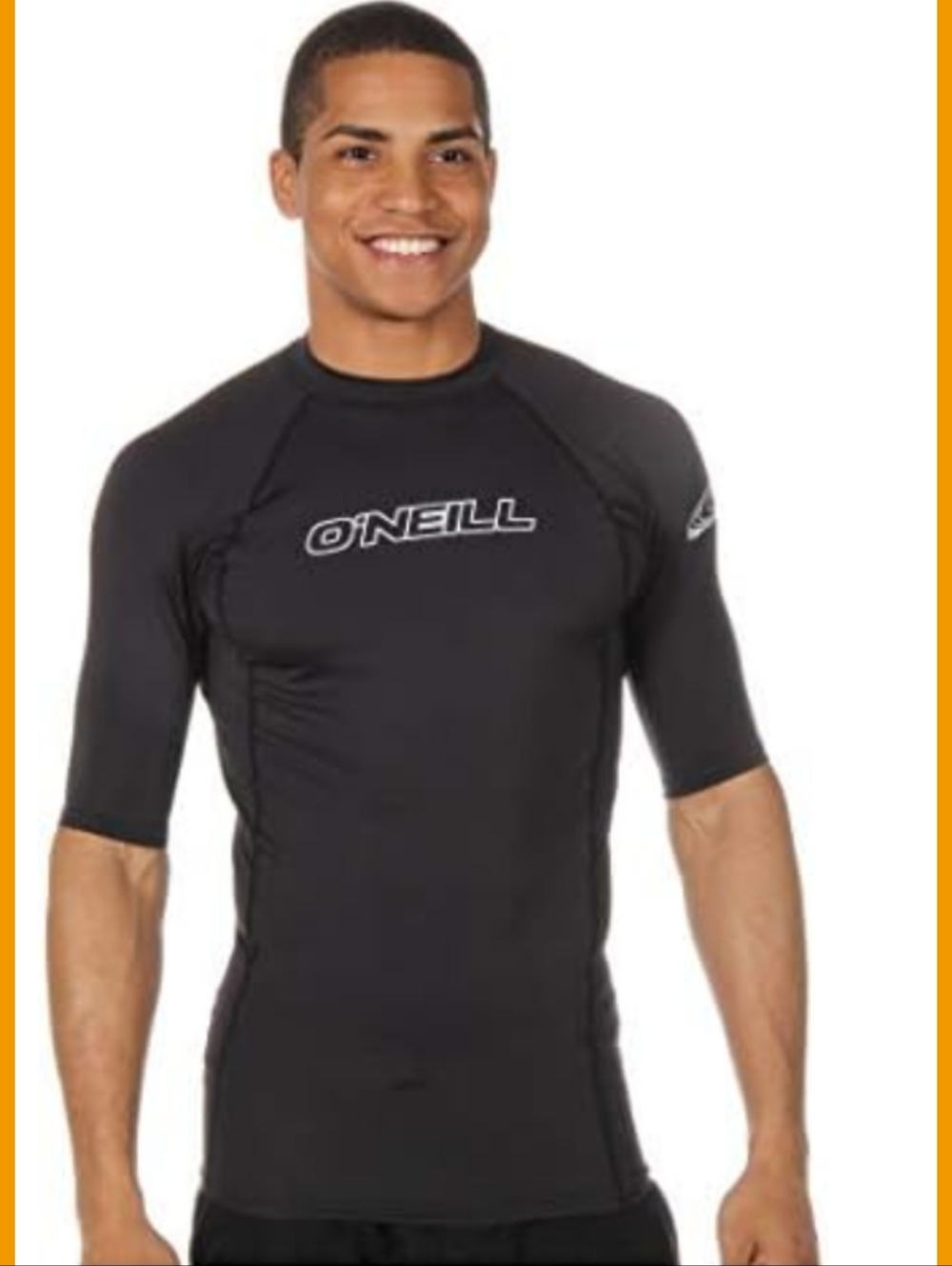 O'Neill Men's Black Rash Guard/Swim Shirt, Performance Fit. Men's XL